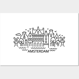 Amsterdam line art Posters and Art